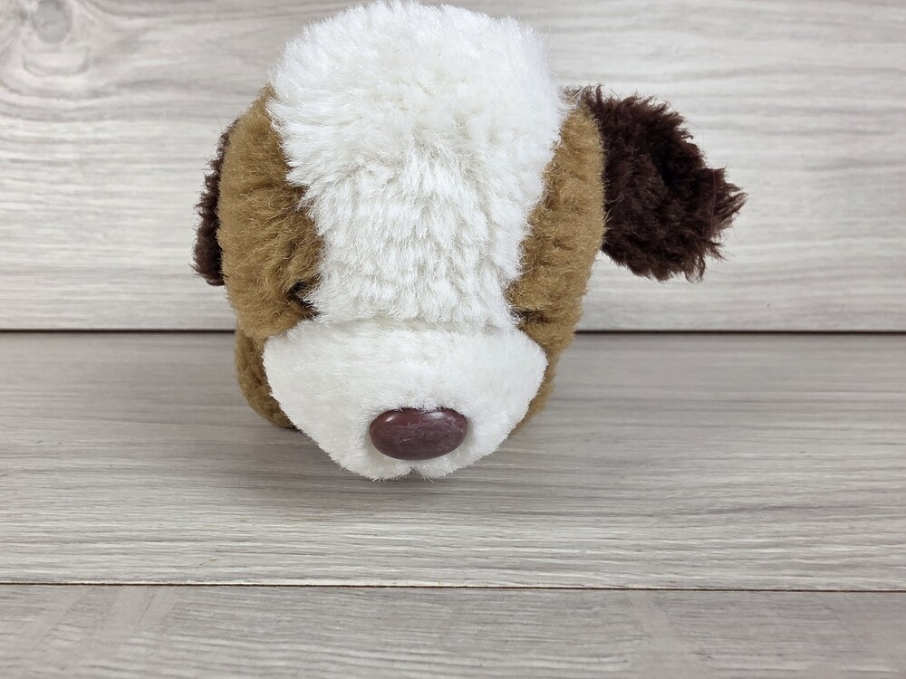 Mini Plush Dog Plush White and Brown 4" Vtg SU17